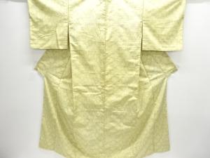 アンティーク　変わり斜め格子模様織り出し十日町紬着物